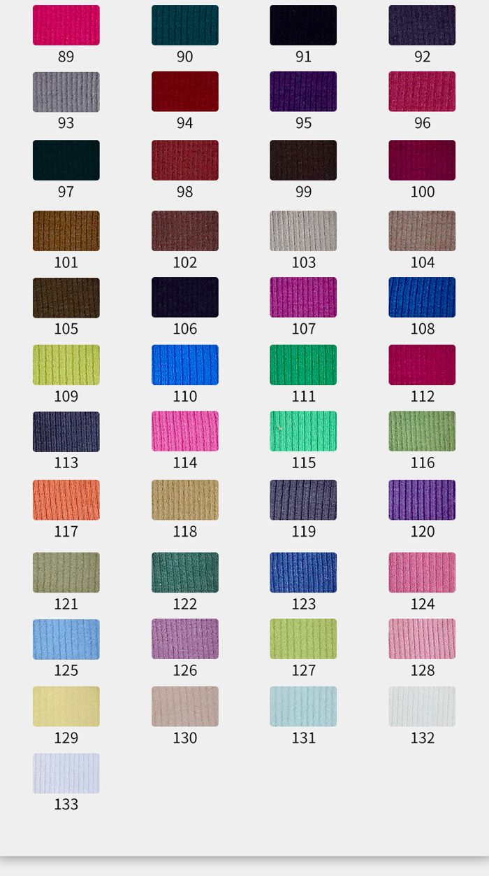 Colour card for Cotton/Viscose Rib, 260 GSM