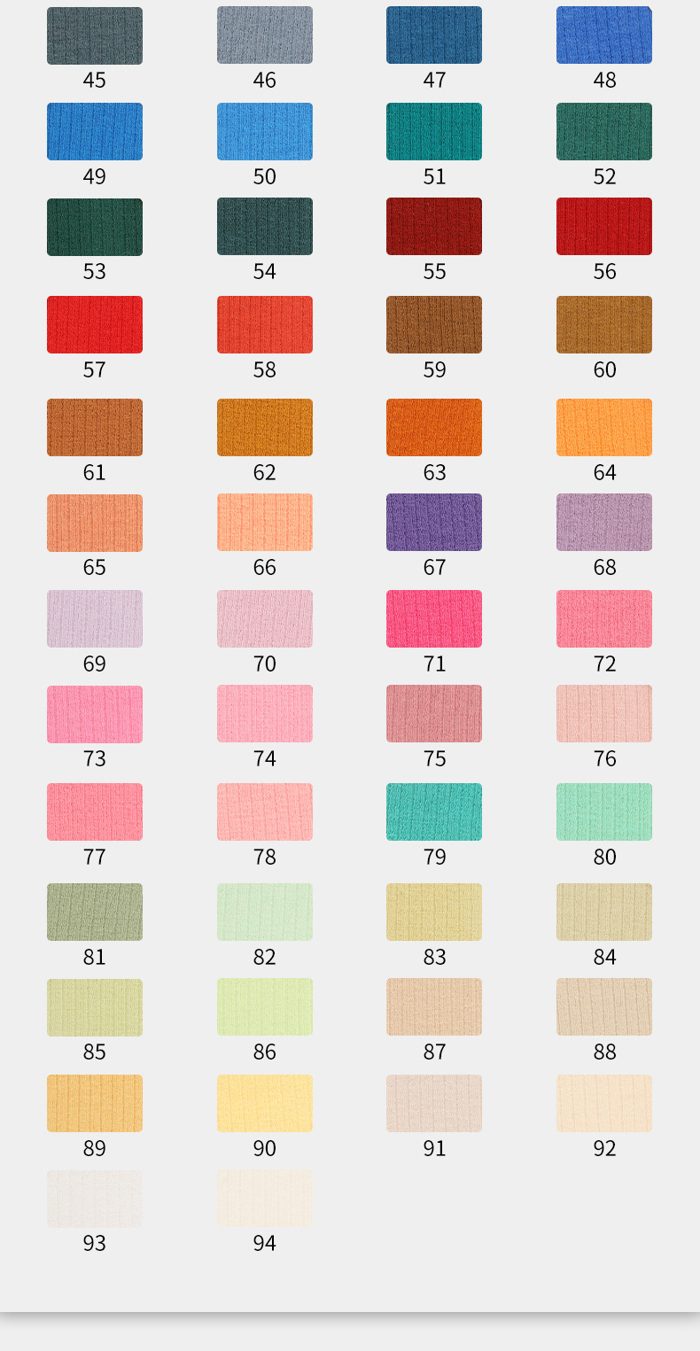 Colour card for Viscose/Acrylic Rib, 280 GSM
