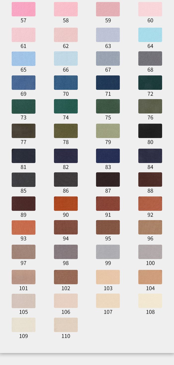 Colour card for Polyester/Spandex Single Jersey, 230 GSM